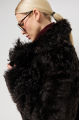 Curly double-sided dark chocolate-colored sheepskin coat made of natural sheepskin